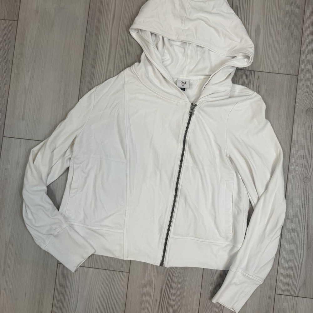 Cabi Debut Zip Up #6254 White Women's Size Medium Pockets - Picture 3 of 10